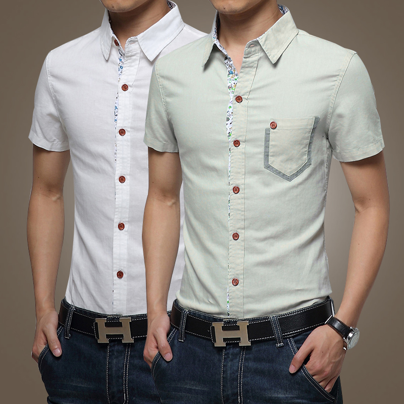 2016 elegant designer button down short sleeve slim fit shirts 