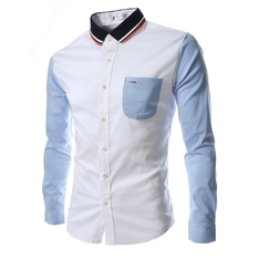 Fishion Plain Knit Cotton Long Sleeve lycra Shirt Man