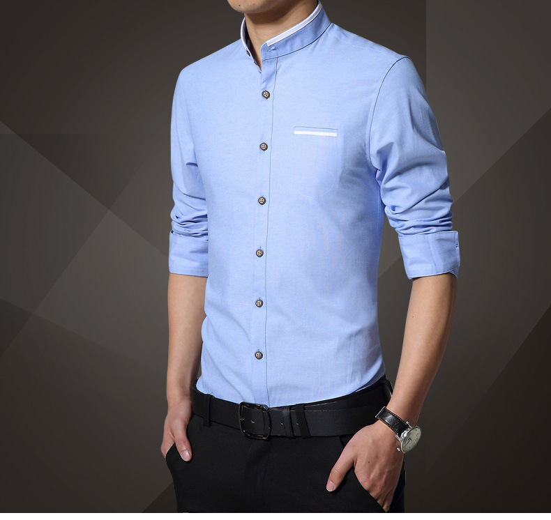 men long sleeves Chinese collar button t-shirt