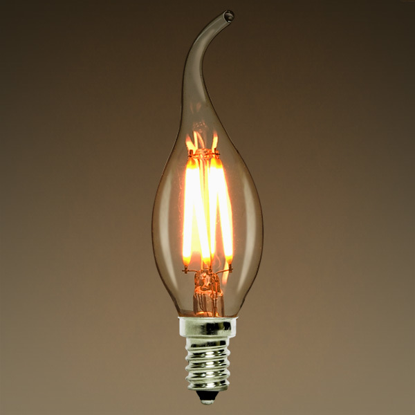 C35 2w dimmable led filament bulb light e14