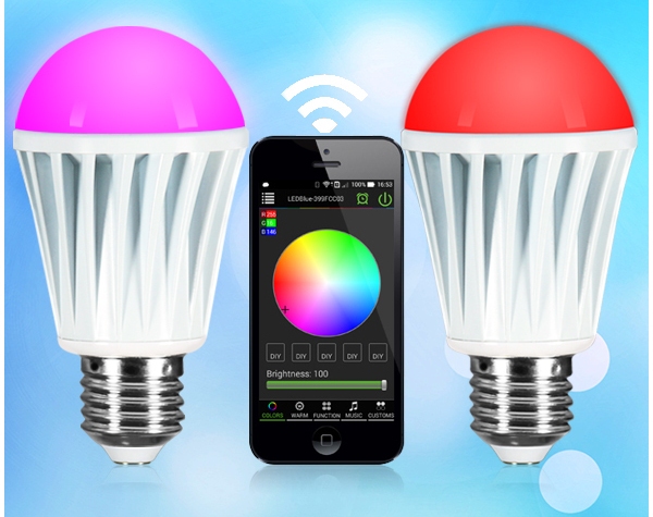 High power CE rohs 9w e27 bluetooth wifi control smart RGBW led bulb lighting