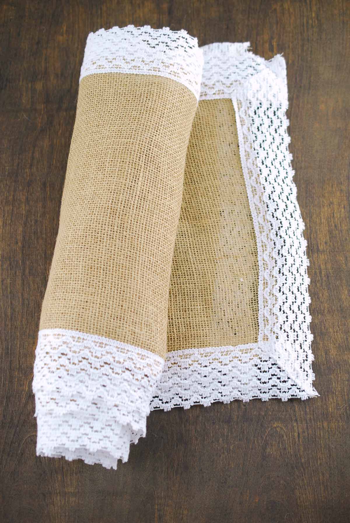 T223,LIVE GREEN,Wedding favour Burlap table runner,Jute runner with lace in the four sides, Custom size acceptable