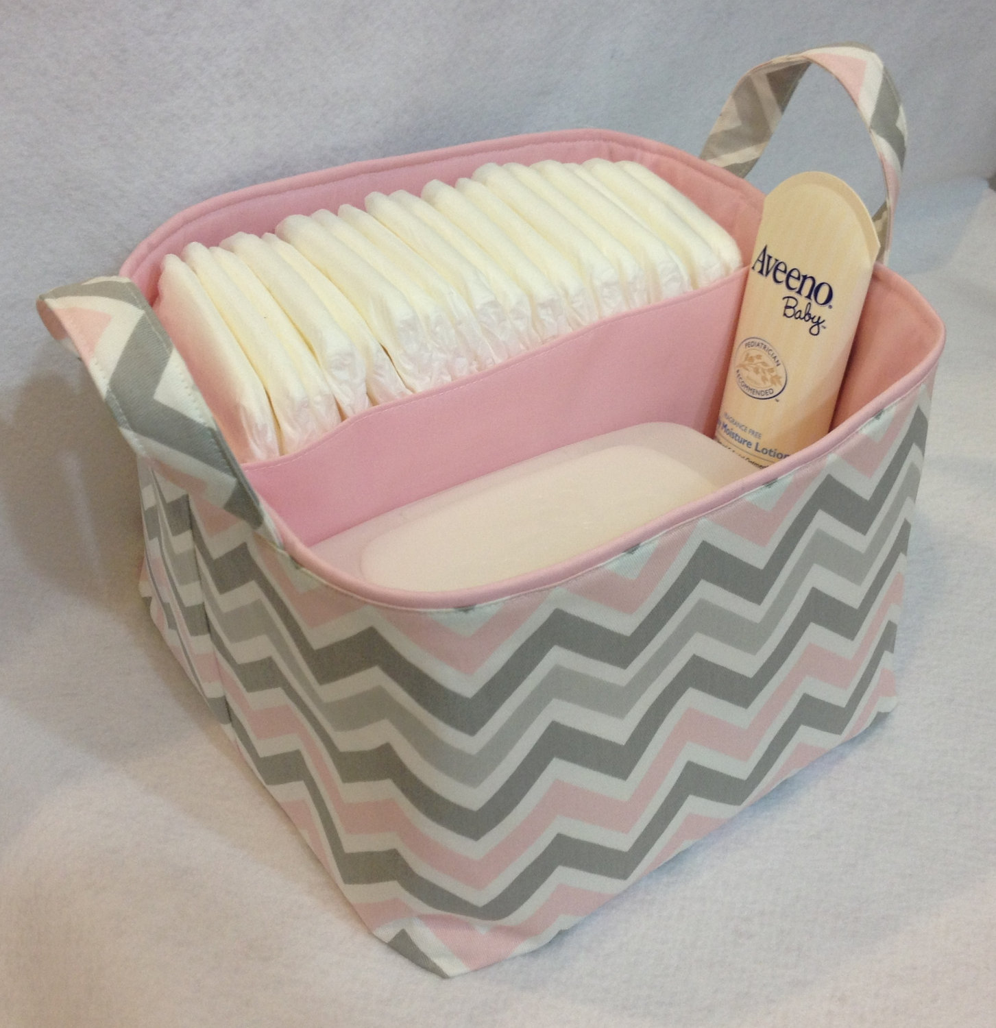 TCS009, LIVEGREEN Cotton Canvas storage basket, Chevron Printed