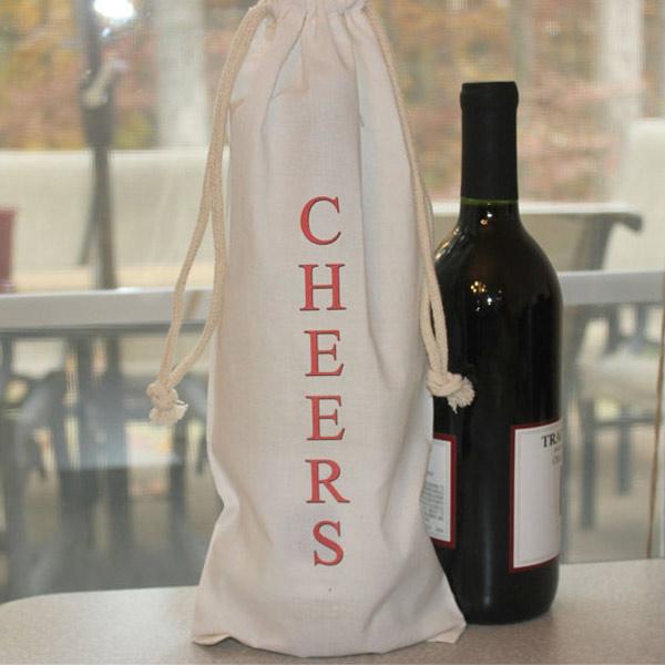 Bottle Bag, Cotton Wine Bag, Velvet Bottle Bag