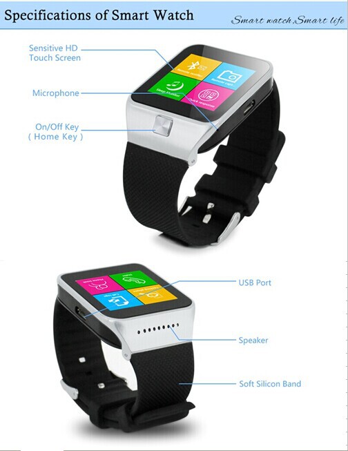 1.54inch smart watch Bluetooth sync watch and Phone watch MTK6260--360MHz with 2G GSM SIM slot  image
